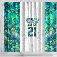 Custom New Zealand Aotearoa Shower Curtain Green Maori Paua Shell Indigenous - Polynesian Pride