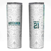 Custom New Zealand Aotearoa Skinny Tumbler Green Maori Paua Shell Indigenous LT9 Green - Polynesian Pride