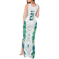 Custom New Zealand Aotearoa Tank Maxi Dress Green Maori Paua Shell Indigenous - Polynesian Pride