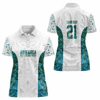 Custom New Zealand Aotearoa Women Polo Shirt Green Maori Paua Shell Indigenous LT9 - Polynesian Pride