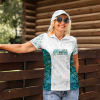 Custom New Zealand Aotearoa Women Polo Shirt Green Maori Paua Shell Indigenous LT9 - Polynesian Pride