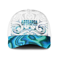 New Zealand Aotearoa Baseball Net Cap Maori Papua Shell Indigenous LT9 One Size White Blue - Polynesian Pride