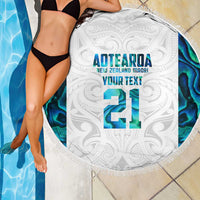 Custom New Zealand Aotearoa Beach Blanket Maori Paua Shell Indigenous - Polynesian Pride