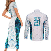 Custom New Zealand Aotearoa Couples Matching Short Sleeve Bodycon Dress and Long Sleeve Button Shirt Maori Paua Shell Indigenous - Polynesian Pride