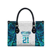 Custom New Zealand Aotearoa Leather Bag Maori Paua Shell Indigenous - Polynesian Pride