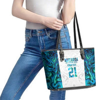 Custom New Zealand Aotearoa Leather Tote Bag Maori Paua Shell Indigenous - Polynesian Pride