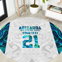 Custom New Zealand Aotearoa Round Carpet Maori Paua Shell Indigenous - Polynesian Pride