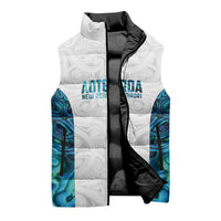 Custom New Zealand Aotearoa Sleeveless Puffer Jacket Maori Paua Shell Indigenous - Polynesian Pride