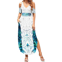 Custom New Zealand Aotearoa Summer Maxi Dress Maori Paua Shell Indigenous - Polynesian Pride