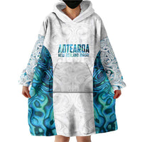 Custom New Zealand Aotearoa Wearable Blanket Hoodie Maori Paua Shell Indigenous - Polynesian Pride