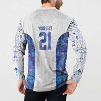 Custom New Zealand Aotearoa Button Sweatshirt Purple Maori Paua Shell Indigenous - Polynesian Pride