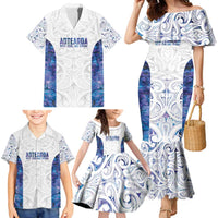 Custom New Zealand Aotearoa Family Matching Mermaid Dress and Hawaiian Shirt Purple Maori Paua Shell Indigenous - Polynesian Pride