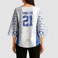 Custom New Zealand Aotearoa Kimono Sleeve Blouse Purple Maori Paua Shell Indigenous - Polynesian Pride