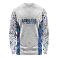 Custom New Zealand Aotearoa Long Sleeve Shirt Purple Maori Paua Shell Indigenous - Polynesian Pride