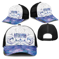 New Zealand Aotearoa Mesh Trucker Cap Purple Maori Papua Shell Indigenous - Polynesian Pride