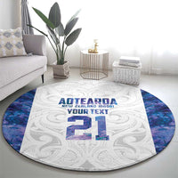 Custom New Zealand Aotearoa Round Carpet Purple Maori Paua Shell Indigenous - Polynesian Pride