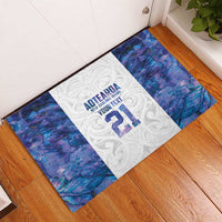 Custom New Zealand Aotearoa Rubber Doormat Purple Maori Paua Shell Indigenous - Polynesian Pride