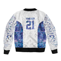 Custom New Zealand Aotearoa Sleeve Zip Bomber Jacket Purple Maori Paua Shell Indigenous - Polynesian Pride