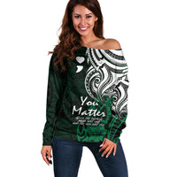 Your Matter Suicide Prevention Off Shoulder Sweater Green Polynesian Tribal LT9 Women Green - Polynesian Pride