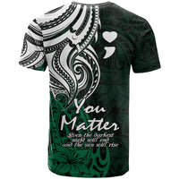 Your Matter Suicide Prevention T Shirt Green Polynesian Tribal LT9 - Polynesian Pride