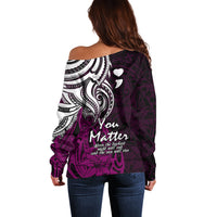 Your Matter Suicide Prevention Off Shoulder Sweater Pink Polynesian Tribal LT9 - Polynesian Pride