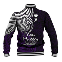 Your Matter Suicide Prevention Baseball Jacket Purple Polynesian Tribal LT9 - Polynesian Pride