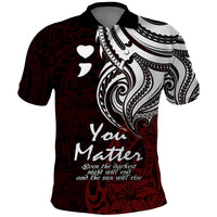 Your Matter Suicide Prevention Polo Shirt Red Polynesian Tribal LT9 Red - Polynesian Pride