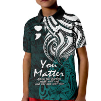 Your Matter Suicide Prevention Kid Polo Shirt Turqoise Polynesian Tribal LT9 Kid Turquoise - Polynesian Pride