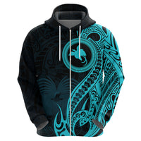 Papua New Guinea Island Hoodie Bird of Paradise with Aqua Polynesian Tribal LT9 - Polynesian Pride
