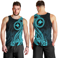 Papua New Guinea Island Men Tank Top Bird of Paradise with Aqua Polynesian Tribal LT9 - Polynesian Pride