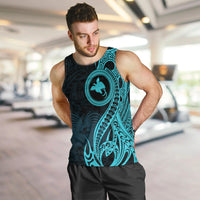 Papua New Guinea Island Men Tank Top Bird of Paradise with Aqua Polynesian Tribal LT9 - Polynesian Pride