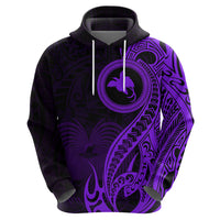 Papua New Guinea Island Hoodie Bird of Paradise with Purple Polynesian Tribal LT9 - Polynesian Pride