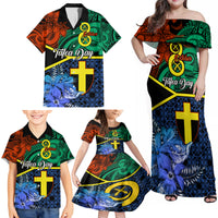 Tafea Day Family Matching Off Shoulder Maxi Dress and Hawaiian Shirt Vanuatu Sand Drawing With Polynesian Pattern LT9 - Polynesian Pride
