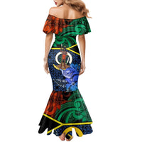 Tafea Day Mermaid Dress Vanuatu Sand Drawing With Polynesian Pattern LT9 - Polynesian Pride