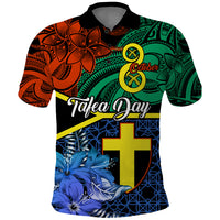 Personalised Tafea Day Polo Shirt Vanuatu Sand Drawing With Polynesian Pattern LT9 Blue - Polynesian Pride