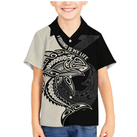 Personalised Polynesia Fishing Family Matching Mermaid Dress and Hawaiian Shirt With Maori Hei Matau Fish Hook Gold Art LT9 Son's Shirt Gold - Polynesian Pride