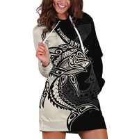 Personalised Polynesia Fishing Hoodie Dress With Maori Hei Matau Fish Hook Gold Art LT9 Gold - Polynesian Pride