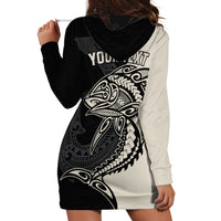 Personalised Polynesia Fishing Hoodie Dress With Maori Hei Matau Fish Hook Gold Art LT9 - Polynesian Pride