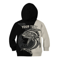 Personalised Polynesia Fishing Kid Hoodie With Maori Hei Matau Fish Hook Gold Art LT9 - Polynesian Pride