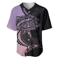 Personalised Polynesia Fishing Baseball Jersey With Maori Hei Matau Fish Hook Pastel Art LT9 Pastel - Polynesian Pride