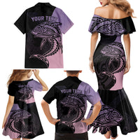 Personalised Polynesia Fishing Family Matching Mermaid Dress and Hawaiian Shirt With Maori Hei Matau Fish Hook Pastel Art LT9 - Polynesian Pride
