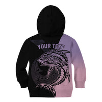 Personalised Polynesia Fishing Kid Hoodie With Maori Hei Matau Fish Hook Pastel Art LT9 - Polynesian Pride