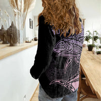 Personalised Polynesia Fishing Women Casual Shirt With Maori Hei Matau Fish Hook Pastel Art LT9 - Polynesian Pride