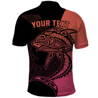 Personalised Polynesia Fishing Polo Shirt With Maori Hei Matau Fish Hook Pink Art LT9 - Polynesian Pride