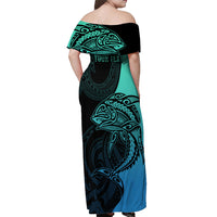 personalised-polynesia-fishing-off-shoulder-maxi-dress-with-maori-hei-matau-fish-hook-turquoise-art