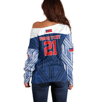 Custom Rugby Toa Samoa Off Shoulder Sweater Samoa mo Samoa Island Warrior Pride - Polynesian Pride