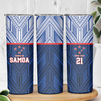 Custom Rugby Toa Samoa Skinny Tumbler Samoa mo Samoa Island Warrior Pride - Polynesian Pride