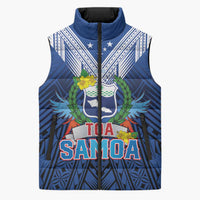 Custom Rugby Toa Samoa Sleeveless Puffer Jacket Samoa mo Samoa Strength in Tatau - Polynesian Pride