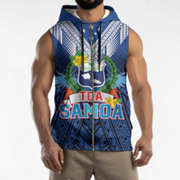 Custom Rugby Toa Samoa Sleeveless Zip Hoodie Samoa mo Samoa Strength in Tatau - Polynesian Pride