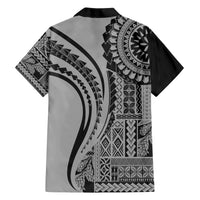 Samoa Siapo Arty Family Matching Short Sleeve Bodycon Dress and Hawaiian Shirt Black Style LT9 - Polynesian Pride